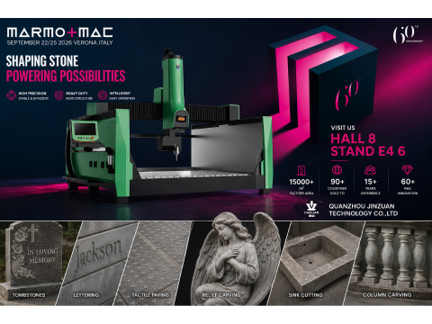 A JINZUAN Machinery apresentará soluções CNC para pedra na Marmomac 2026 em Verona.